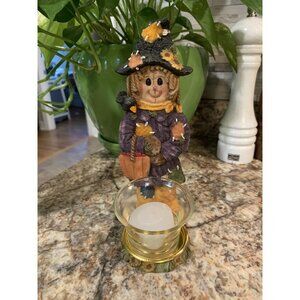 Harvest Resin Scarecrow Tealight Candle Holder Autumn Fall Holiday Decor